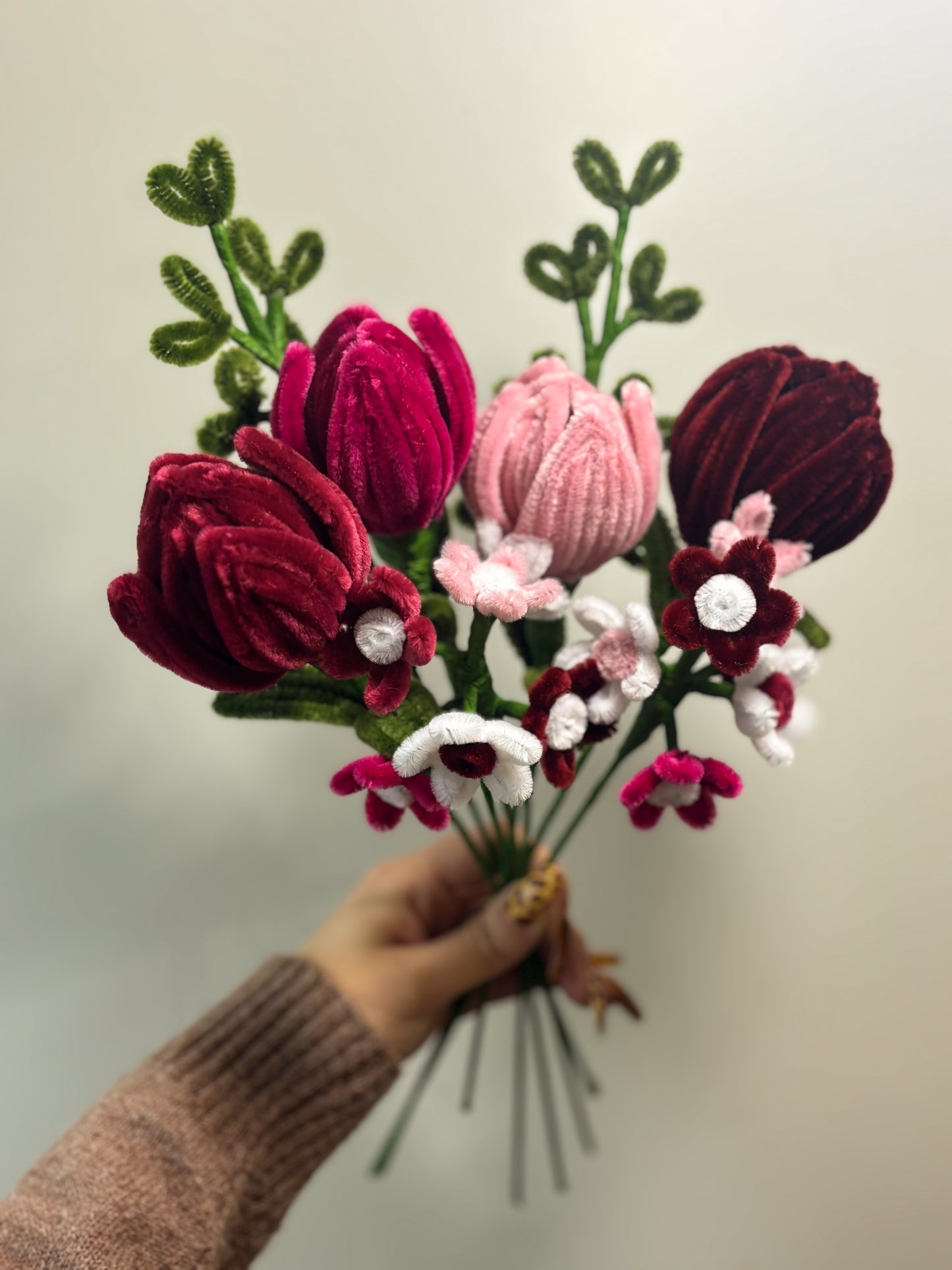 Bouquet éternel - Satin pourpre