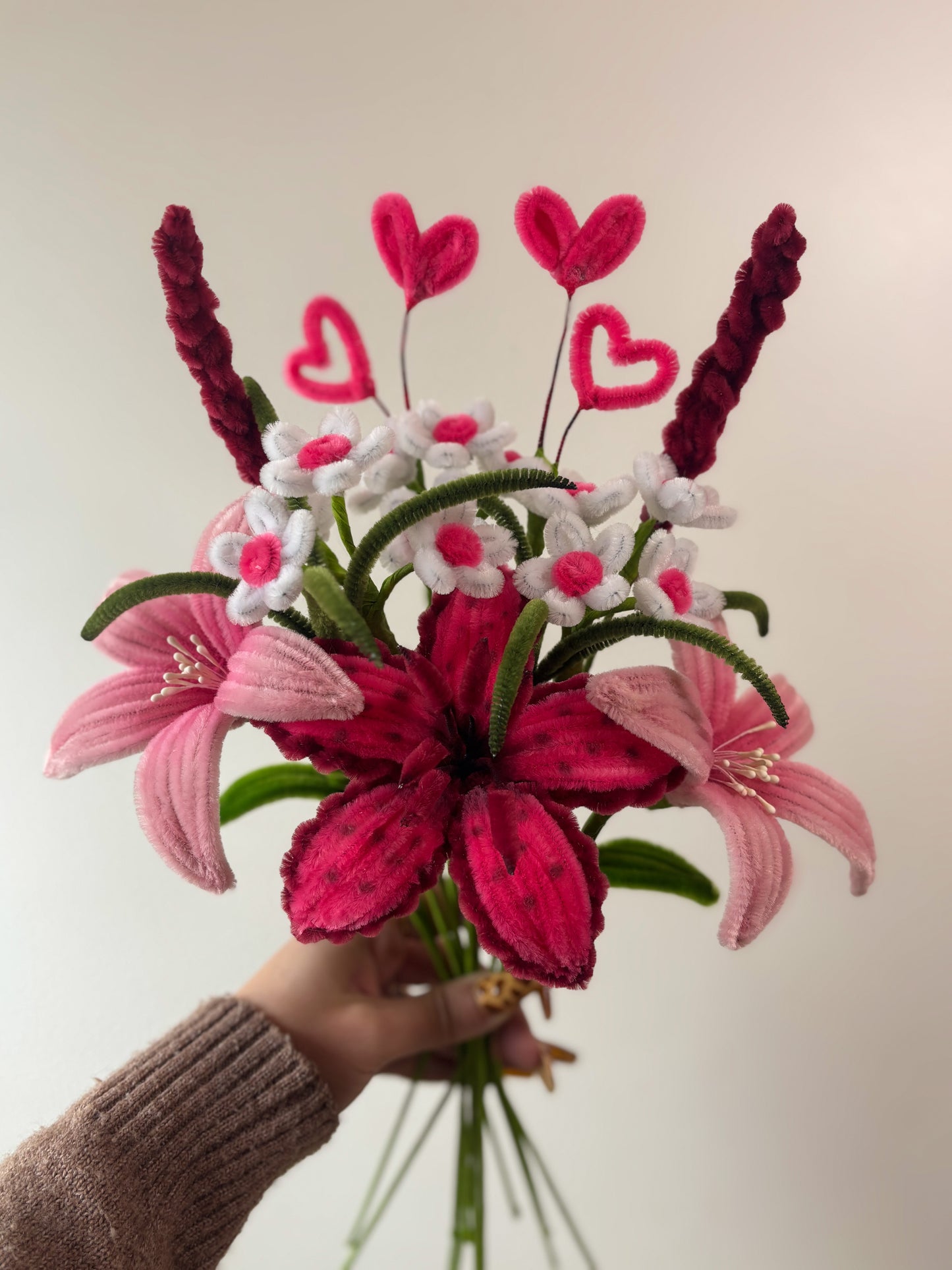 Bouquet éternel - Velours rosé