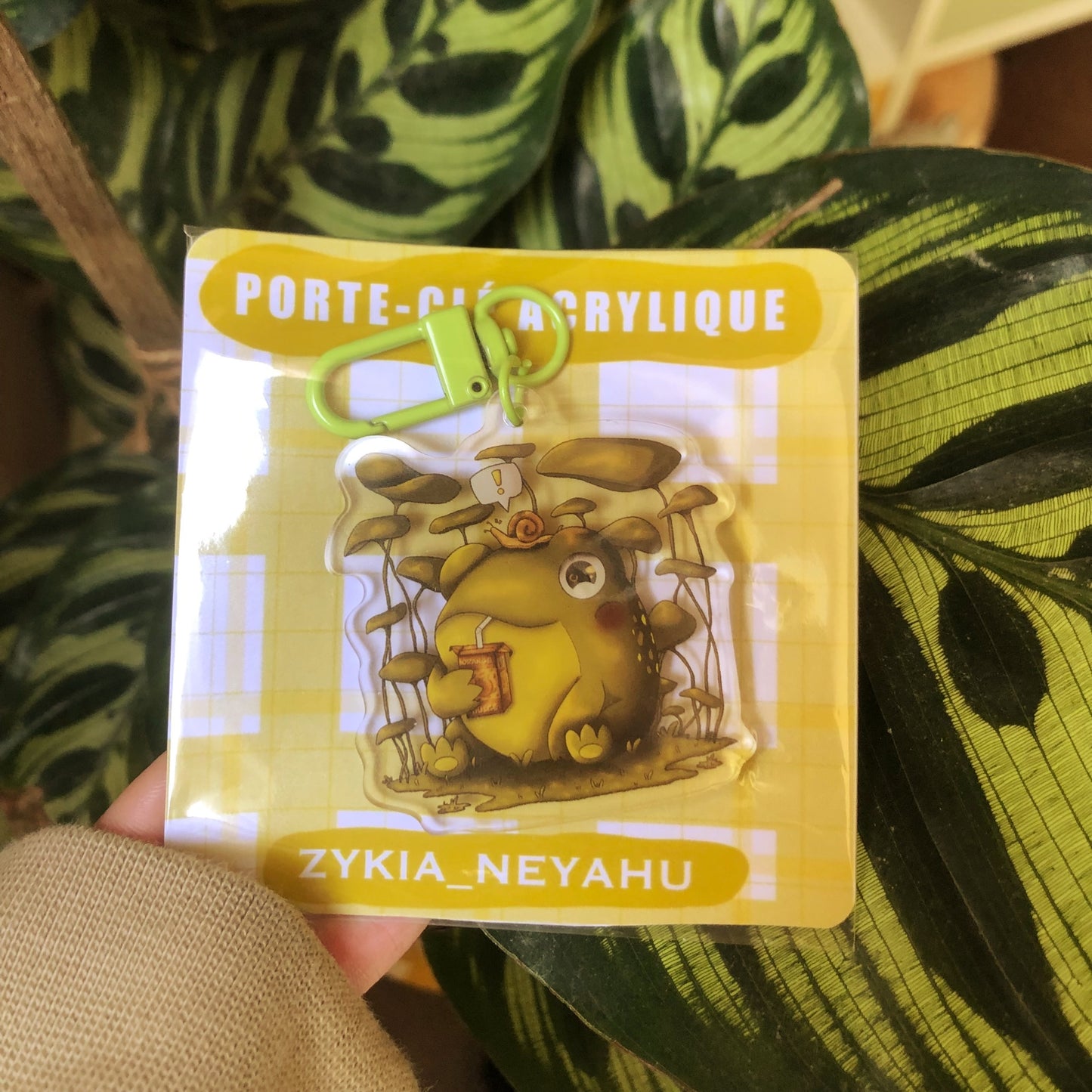 Porte clé acrylique - Grenouille et sa briquette