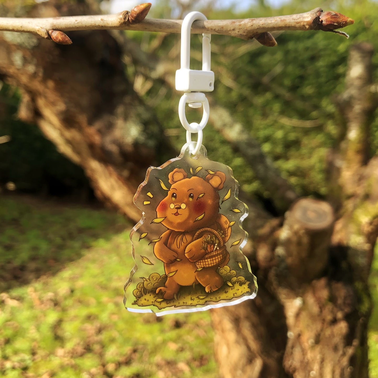 Porte clé acrylique - Ourson qui fait ses courses