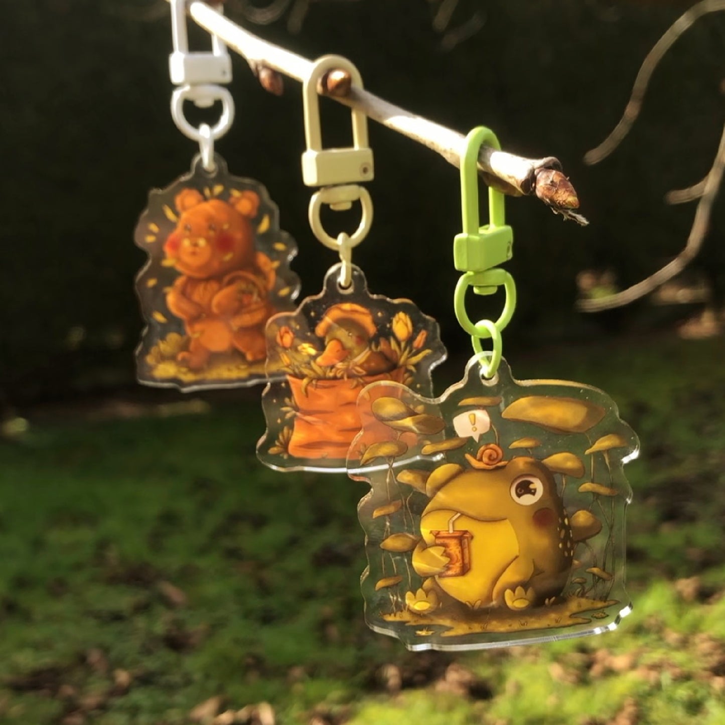 Porte clé acrylique - Petit canard et ses tulipes