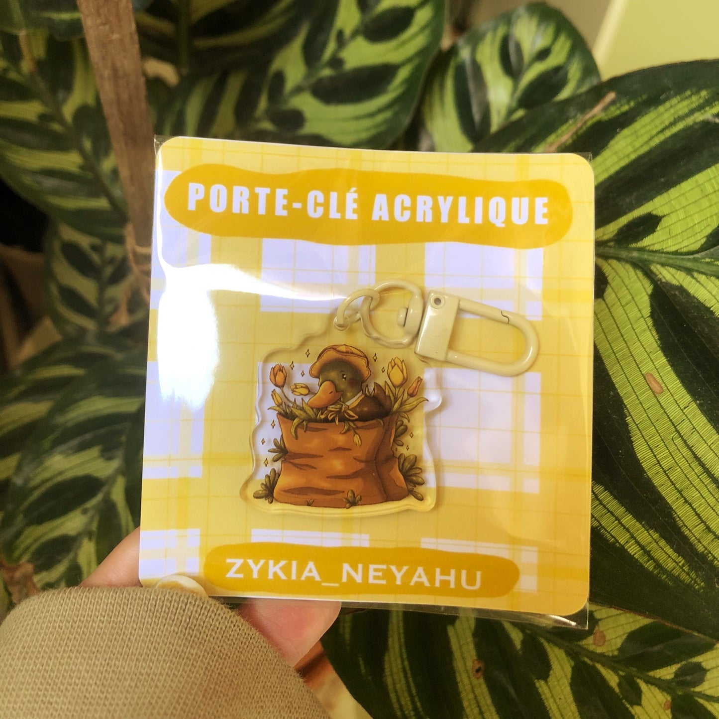 Porte clé acrylique - Petit canard et ses tulipes