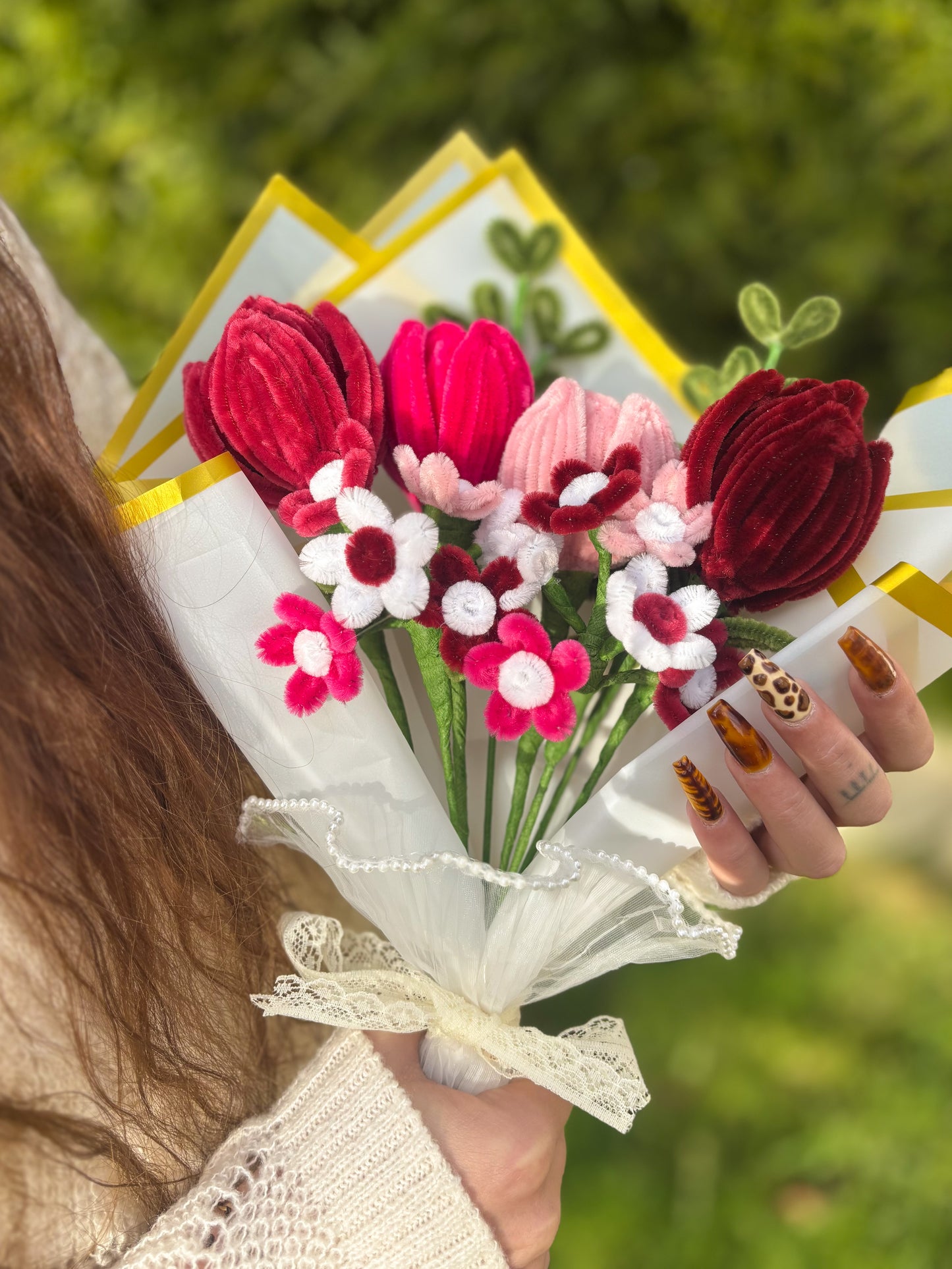 Bouquet éternel - Satin pourpre