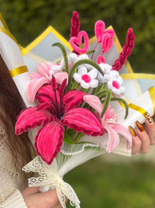 Bouquet éternel - Velours rosé